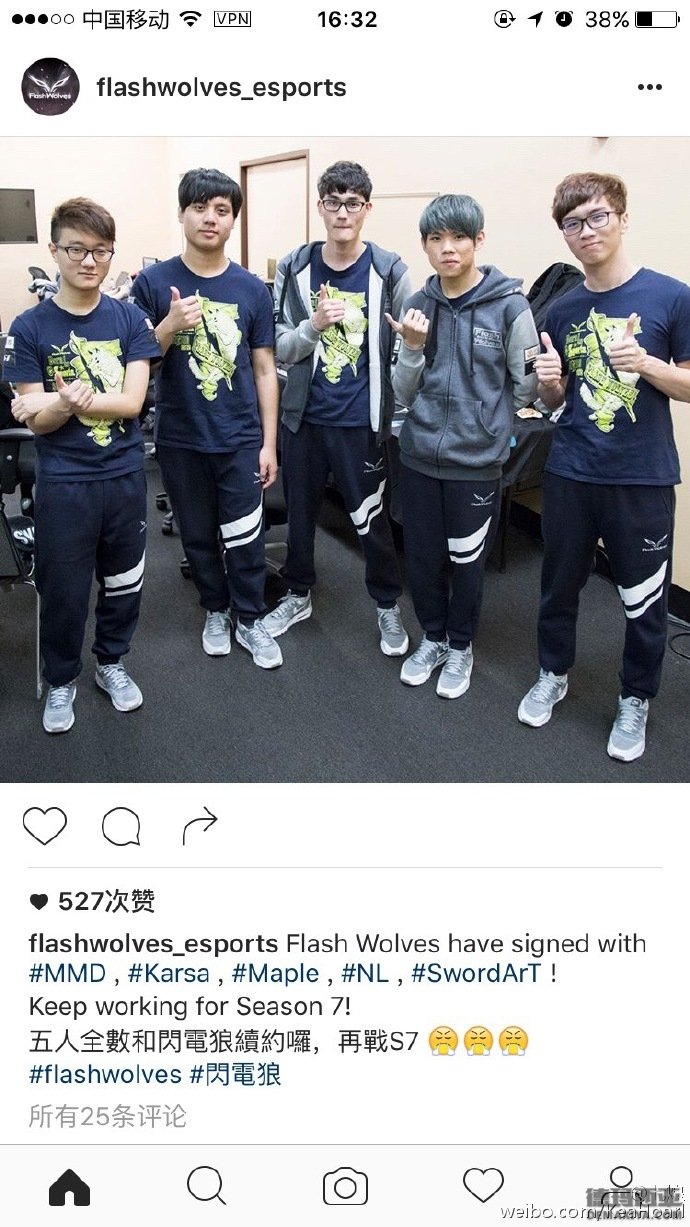 闪电狼五人续约原班<a href=/yingxiong/hecarim/ target=_blank class=infotextkey>人马</a>征战S7！
