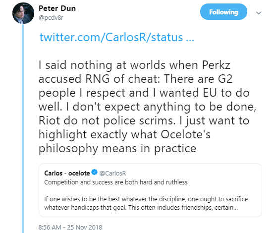 Splyce总教练Peter指控G2 Esports泄露训练赛信息