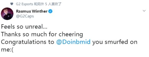 Caps赛后更推：Doinb你成功的摧毁了我