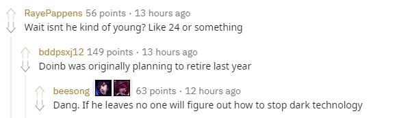 Reddit网友热议Doinb或将退役：没有比这更好的结束方式了