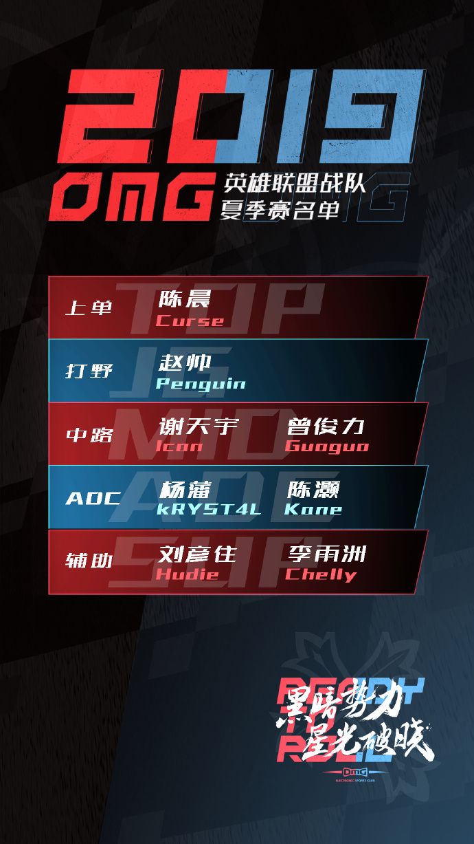 《LOL》OMG夏季赛阵容宣布 Icon轮换Chelly转型辅助