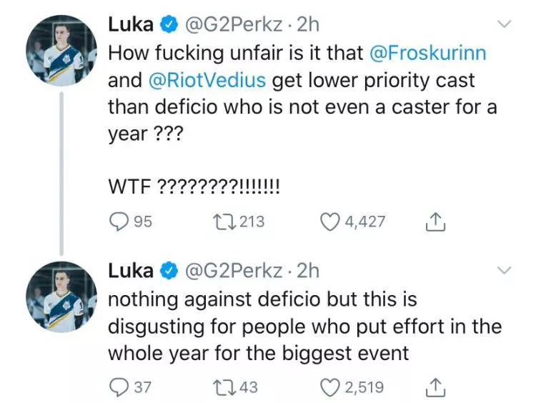 Deficio重回解说席 Perkz称这不公平
